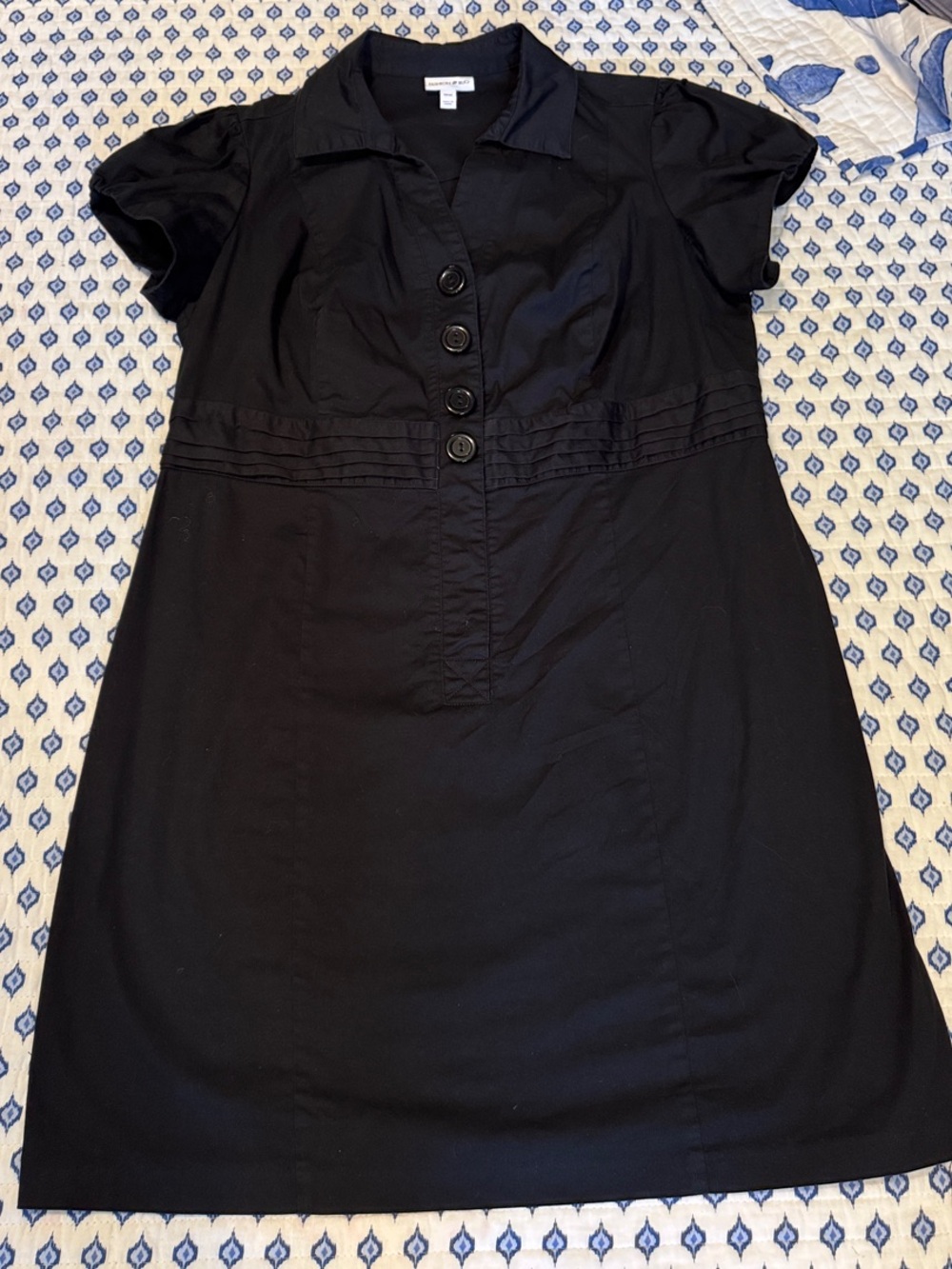 Fashion Bug 18 Black Collared Button-Front Dress puff sleeves